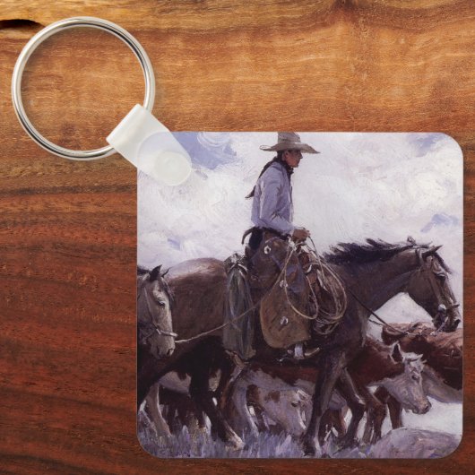  cowboy met zijn vee van Koerner Sleutelhanger (Voorkant)