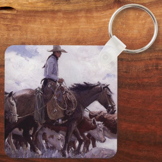  cowboy met zijn vee van Koerner Sleutelhanger (Achterkant)