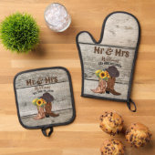 Cowboy Mijnheer Mevrouw Western Landelijke Familie Ovenwant & Pannenlap Set (Top down)