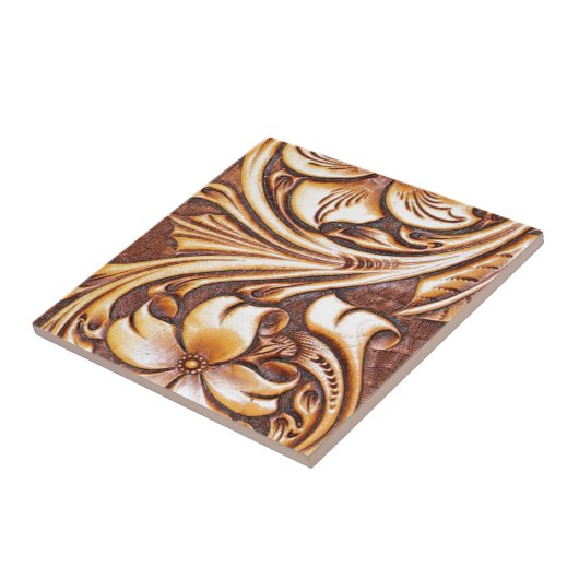 Cowboy Mode Western land met gelooid leder Tegeltje (Zijkant)