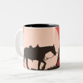 Cowboy-mok, westerne koffie met  zonsondergang tweekleurige koffiemok (Voorkant links)