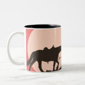 Cowboy-mok, westerne koffie met  zonsondergang tweekleurige koffiemok (Links)