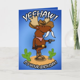 Cowboy Moose Birthday Card Kaart