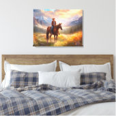 Cowboy Mountain Horseback Boy's Bedroom Art Canvas Afdruk (Insitu (Slaapkamer))