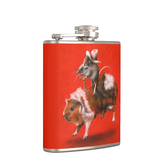 Cowboy Mouse Riding Guinea Pig Flask Heupfles (Rechts)