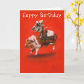 Cowboy Mouse Riding Guinea Pig Verjaardag Kaart (Gele Bloem)