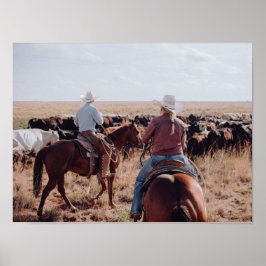 Cowboy Moving Cattle New Mexico Poster