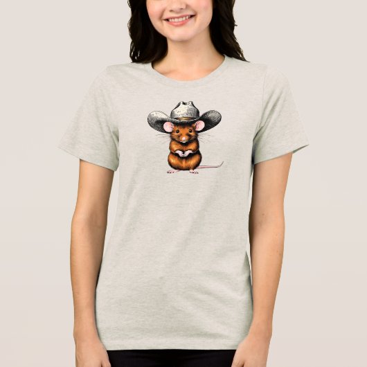 Cowboy Muis, Landmuis Tri-Blend Shirt (Voorkant)