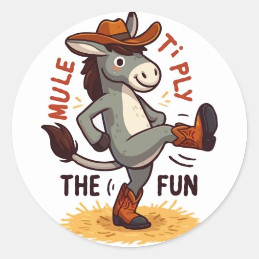 Cowboy Mule - Mule-Tiply het plezier Ronde Sticker (Voorkant)