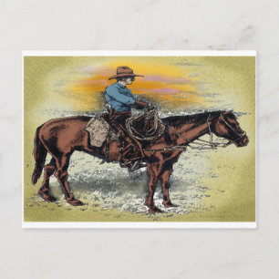 Cowboy n Sunset Briefkaart
