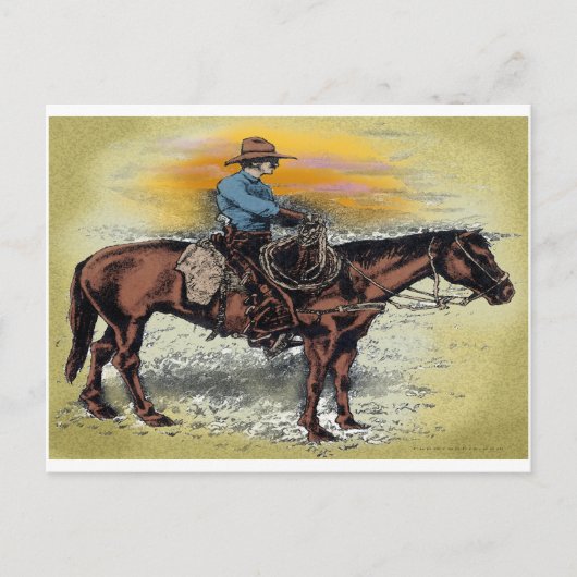 Cowboy n Sunset Briefkaart (Voorkant)
