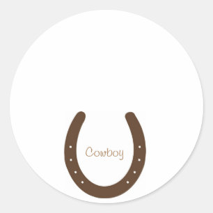 "Cowboy" naamplaatje met hoefijzer Ronde Sticker