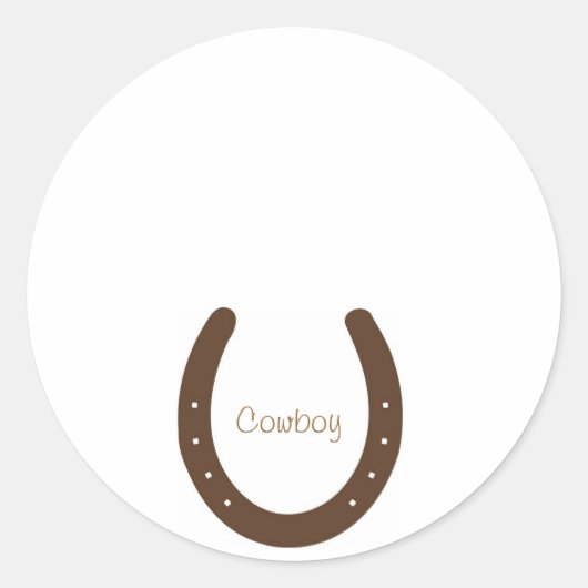 "Cowboy" naamplaatje met hoefijzer Ronde Sticker (Voorkant)