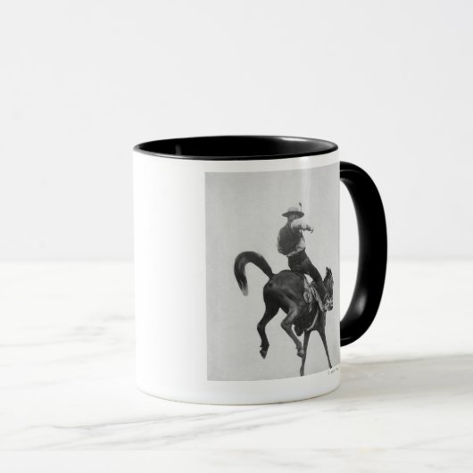 Cowboy Ned Coy Riding Bronco Mok (Voorkant rechts)