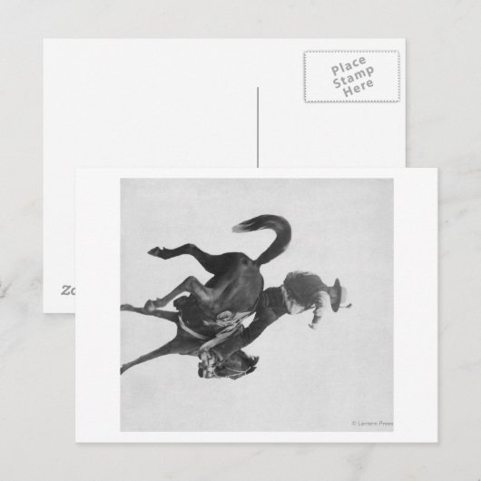 Cowboy Ned Coy Riding Bucking Bronco genaamd Briefkaart (Voorkant / Achterkant)