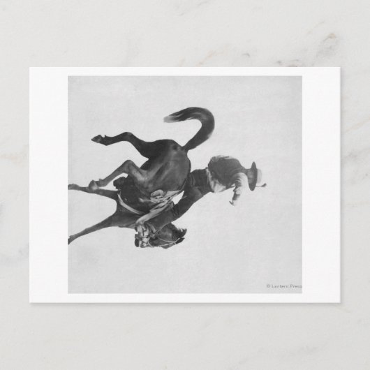Cowboy Ned Coy Riding Bucking Bronco genaamd Briefkaart (Voorkant)