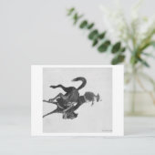 Cowboy Ned Coy Riding Bucking Bronco genaamd Briefkaart (Staand voorkant)