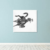 Cowboy Ned Coy Riding Bucking Bronco genaamd Canvas Afdruk (Insitu (Houten vloer))