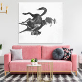 Cowboy Ned Coy Riding Bucking Bronco genaamd Canvas Afdruk (Insitu (Woonkamer))