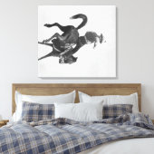 Cowboy Ned Coy Riding Bucking Bronco genaamd Canvas Afdruk (Insitu (Slaapkamer))