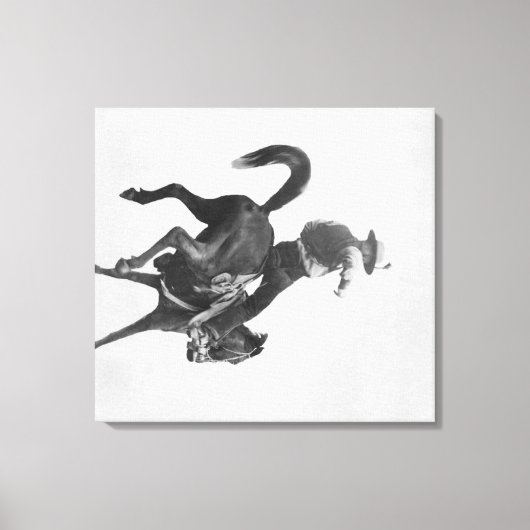 Cowboy Ned Coy Riding Bucking Bronco genaamd Canvas Afdruk (Voorkant)