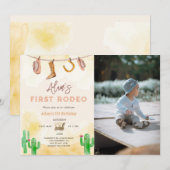 Cowboy Neutral Southern Foto Eerste Verjaardag Kaart (Voorkant / Achterkant)