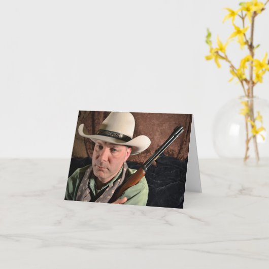 Cowboy Notecard Kaart (Gele Bloem)