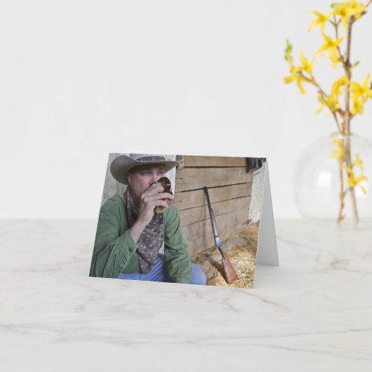 Cowboy Notecard Kaart (Gele Bloem)