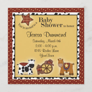 Cowboy of Cowgirl Baby shower Uitnodiging