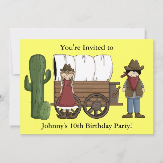 Cowboy of Cowgirl Child Party - Kinder Westerne Kaart (Voorkant)
