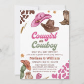 Cowboy of Cowgirl Gender Reveal Baby shower Kaart (Voorkant)