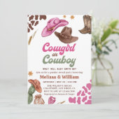 Cowboy of Cowgirl Gender Reveal Baby shower Kaart (Staand voorkant)