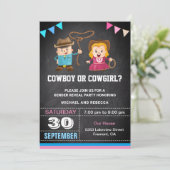 Cowboy of Cowgirl Gender Reveal Party Kaart (Staand voorkant)