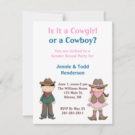 Cowboy of Cowgirl? Geslacht Uitnodiging van partij (Voorkant)