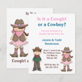 Cowboy of Cowgirl? Geslacht Uitnodiging van partij (Voorkant / Achterkant)