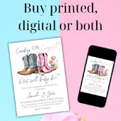 Cowboy of Cowgirl laarzen Blauw Roze Geslacht Onth Kaart