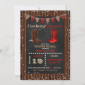Cowboy of Cowgirl Western Gender Reveal Red Brown Kaart (Voorkant)