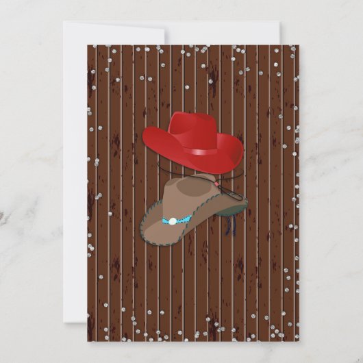 Cowboy of Cowgirl Western Gender Reveal Red Brown Kaart (Achterkant)