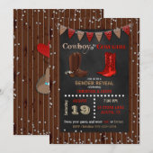 Cowboy of Cowgirl Western Gender Reveal Red Brown Kaart (Voorkant / Achterkant)