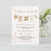 Cowboy of Cowgirl Westerne genderonthulling uitnod Kaart (Staand voorkant)