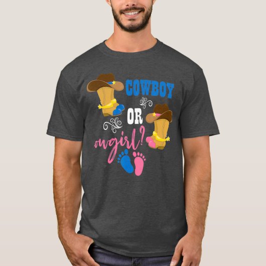 Cowboy of Cowgirl Zwangerschap Baby Geslacht Onthu T-shirt (Voorkant)