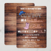 Cowboy of Southern Belle Gender Reopenbaart Baby s Kaart (Voorkant / Achterkant)