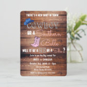Cowboy of Southern Belle Gender Reopenbaart Baby s Kaart (Staand voorkant)