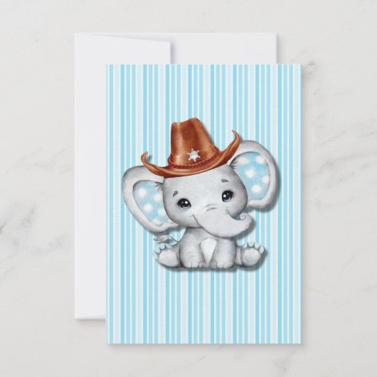 Cowboy olifant Baby shower dank u kaarten (Achterkant)