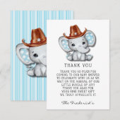 Cowboy olifant Baby shower dank u kaarten (Voorkant / Achterkant)