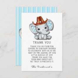 Cowboy olifant Baby shower dank u kaarten