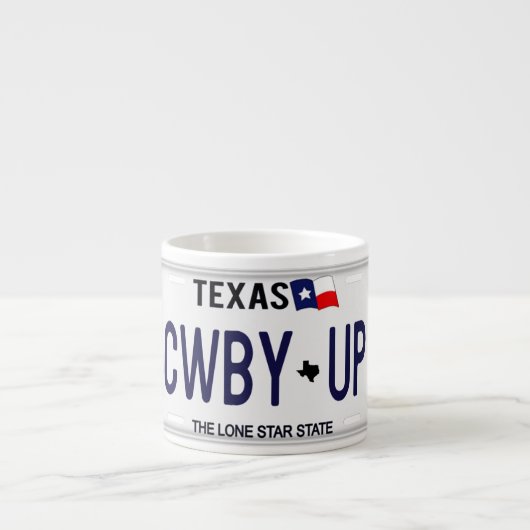 Cowboy omhoog!  CWBY UP Texas License Bord Espresso Kop (Voorkant)