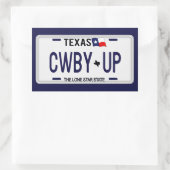 Cowboy omhoog! CWBY UP Texas License Bord Rechthoekige Sticker (Tas)