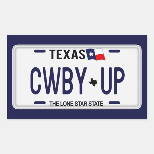 Cowboy omhoog! CWBY UP Texas License Bord Rechthoekige Sticker (Voorkant)