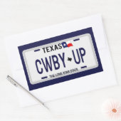 Cowboy omhoog! CWBY UP Texas License Bord Rechthoekige Sticker (Envelop)